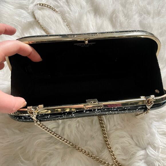 Halston Heritage Acrylic Glitter Clutch Shoulder Bag Clutch Sparkles Hard Shell - Picture 11 of 13